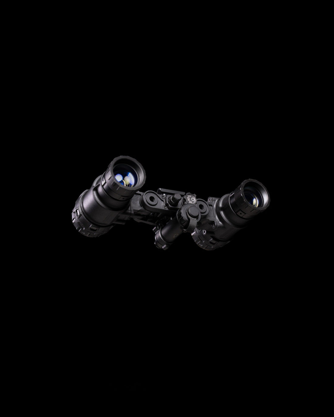 UH-1 USA-made dual-tube binocular night vision goggle on black background